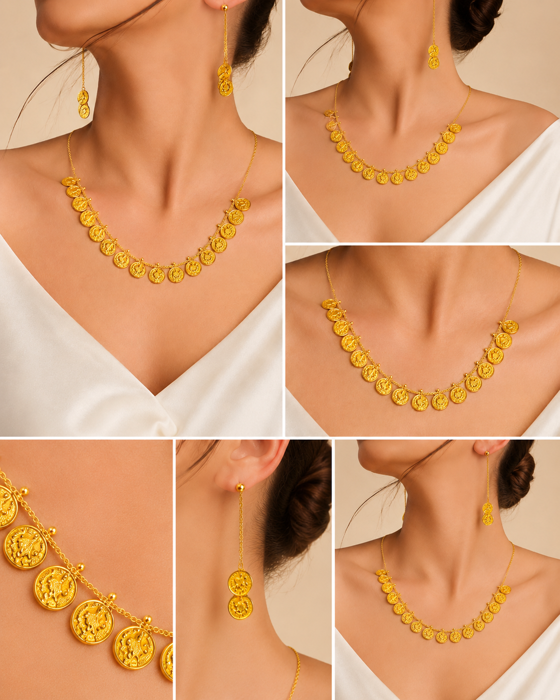 Timeless Coin Charm Gold Necklace Set