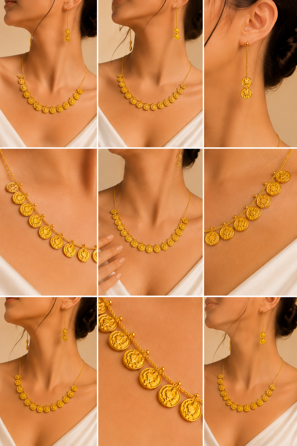 Timeless Coin Charm Gold Necklace Set